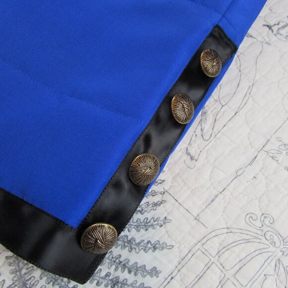 Carlisle Silk quilted jacket Bright blue black Bronze button STUNNING sz 6 - Picture 5 of 7